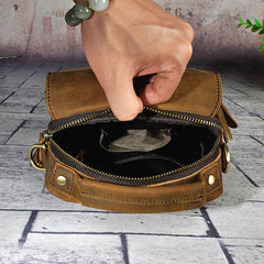 Small Leather Handbag Belt Pouch for men Waist Bag BELT BAG Shoulder Bag For Men - iwalletsmen