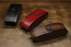 Handmade Mens Womens Tooled Wooden Leather Glasses Case Glasses Box Glasses Holder Eyeglass Case