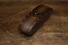 Handmade Mens Womens Tooled Wooden Leather Glasses Case Glasses Box Glasses Holder Eyeglass Case