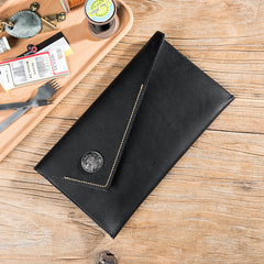 Handmade Leather Mens Clutch Cool Slim Wallet Envelope Clutch Wallet for Men