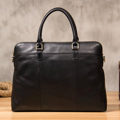 Leather Mens Black Briefcase Shoulder Bag Handbag Work Bag Laptop Bag Business Bag for Men