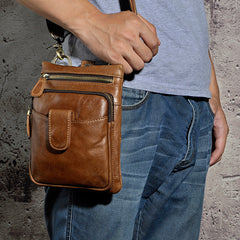 Leather Belt Pouch Mens Small Cases Waist Bag Hip Pack Belt Bag Fanny Pack Bumbag for Men