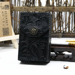 Cool Leather Mens Engraved Floral Handmade Cigarette Holder Case for Men - iwalletsmen