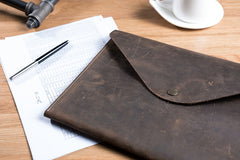 Handmade Leather Mens Clutch Cool Slim Wallet Envelope Clutch Wristlet Wallet for Men