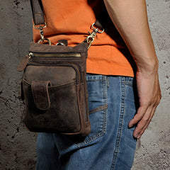 Leather Belt Pouch Mens Small Cases Waist Bag Hip Pack Belt Bag Fanny Pack Bumbag for Men