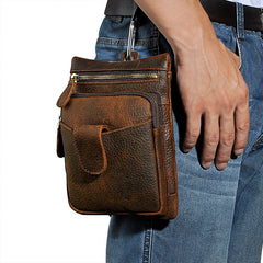 Leather Belt Pouch Mens Small Cases Waist Bag Hip Pack Belt Bag Fanny Pack Bumbag for Men