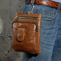 Leather Belt Pouch Mens Small Cases Waist Bag Hip Pack Belt Bag Fanny Pack Bumbag for Men