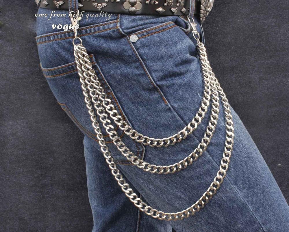 304 Stainless Steel Triple Layer Chains for Jeans Pants, Alloy Feather  Pendant Wallet Keychains, Punk Chain Belts Hipster Accessories for Men  Women