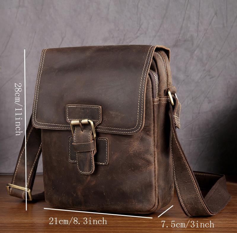 Vintage Leather Messenger Bag - Small Shoulder Bag