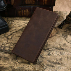 Vintage Cool Coffee Mens Leather Long Wallets Bifold Long Wallets for Men - iwalletsmen