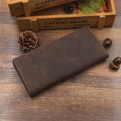 Vintage Cool Coffee Mens Leather Long Wallets Bifold Long Wallets for Men - iwalletsmen