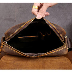 Leather Mens Brown Cool Messenger Bag Vintage Shoulder Bags For Men - iwalletsmen