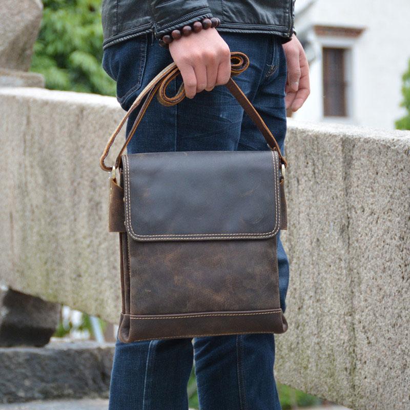 Cool Leather Mens Small Messenger Bags Vintage Shoulder Bags For Men –  iwalletsmen