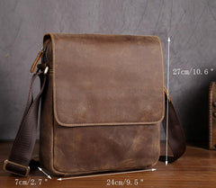 Leather Mens Brown Cool Messenger Bag Vintage Shoulder Bags For Men - iwalletsmen