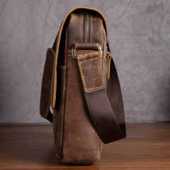 Leather Mens Brown Cool Messenger Bag Vintage Shoulder Bags For Men - iwalletsmen