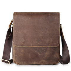 Leather Mens Brown Cool Messenger Bag Vintage Shoulder Bags For Men - iwalletsmen