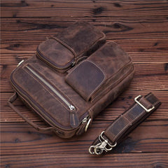 Vintage Leather Small Messenger Bag Shoulder Bag Handbag For Men - iwalletsmen