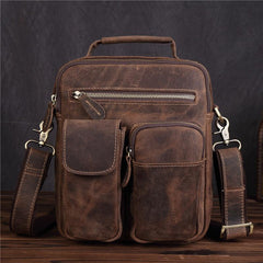 Vintage Leather Small Messenger Bag Shoulder Bag Handbag For Men - iwalletsmen