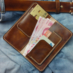 Vintage Tan Leather Bifold Mens Long Wallet Leather Long Wallets for Men - iwalletsmen
